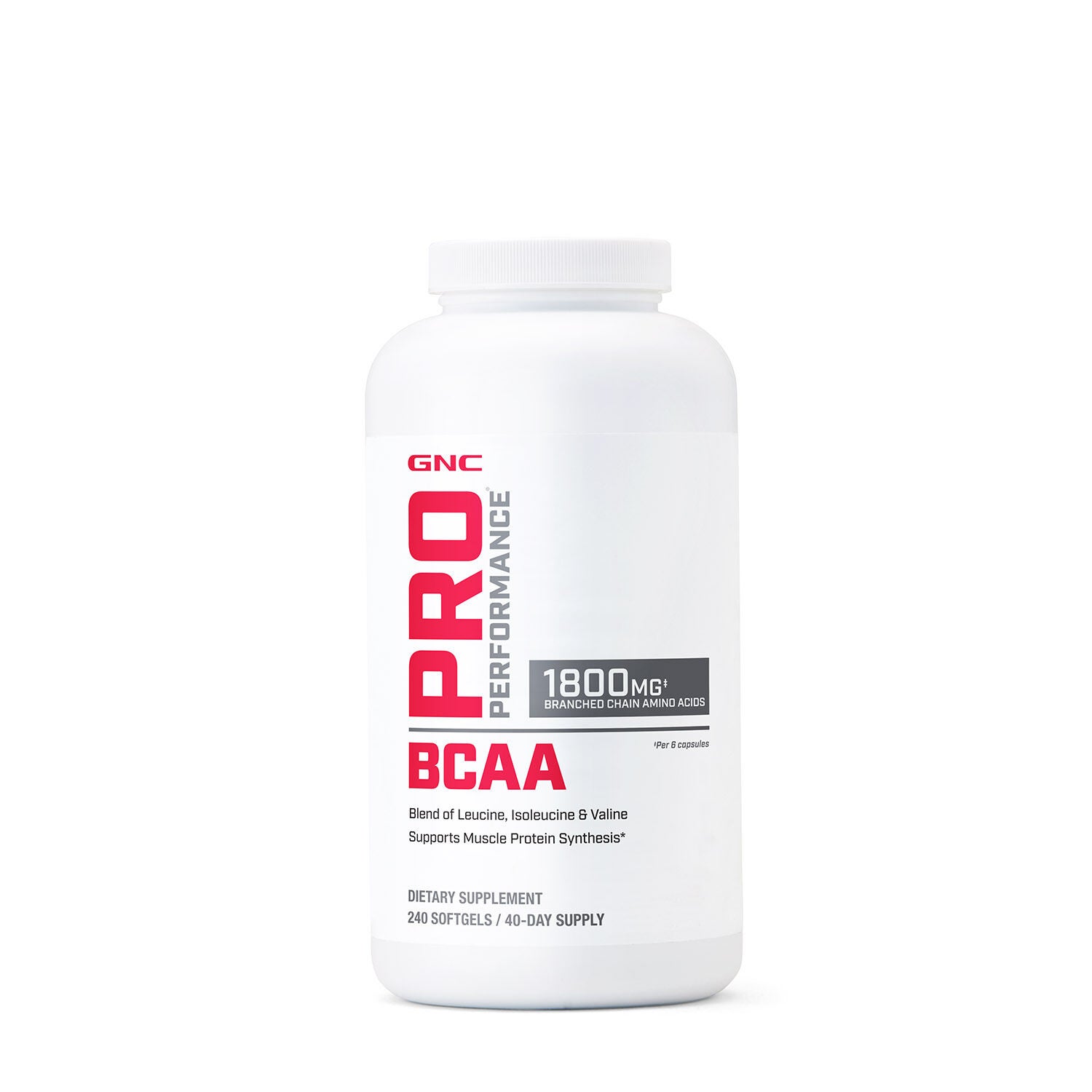 BCAA 1800mg - 240 Capsules (40 Servings) | GNC